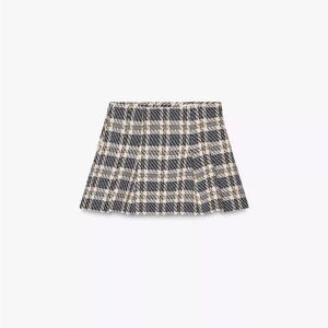 Zara PLAID TEXTURED PLEATED SKORT